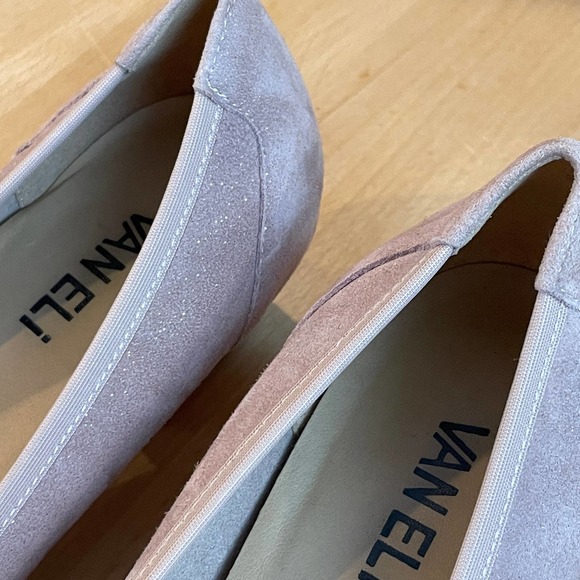 Van Eli Sparkle Suede Pump with Extraordinary Mixed-Wood Heels 8 Slim - Picture 6 of 11